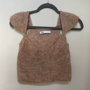 Zara soft sweater cap sleeve cropped top